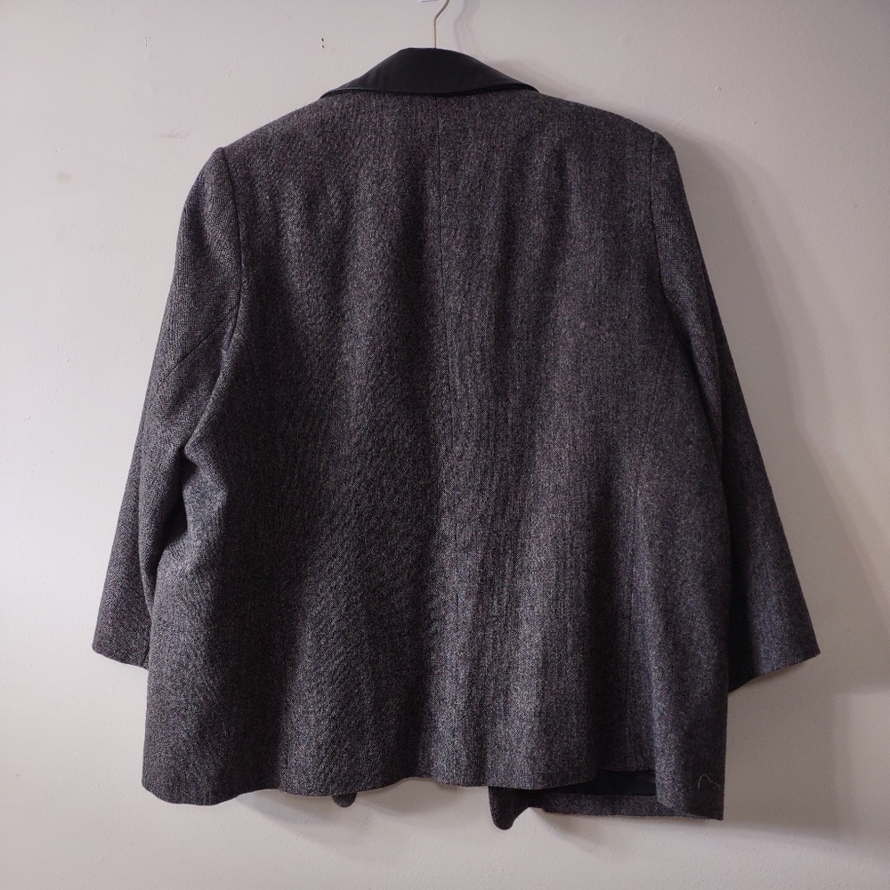 Anthropologie Sandro Wool Blazer with Faux Leather Collar, Size 20W - Picture 3 of 8